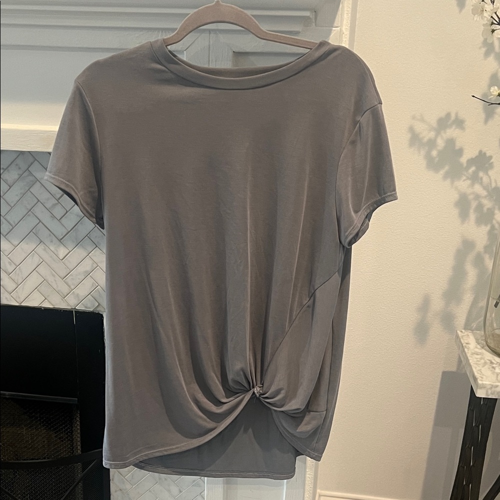 Green Envelope Grey Knotted Tee